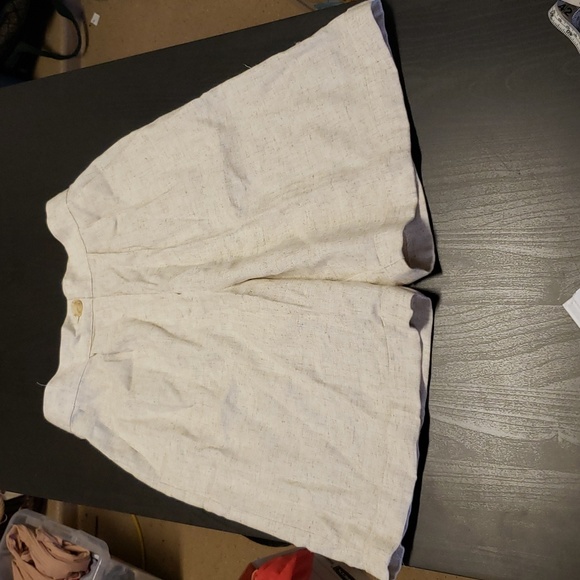 Francine Browner High-Waisted Linen Blend Oatmeal Speckled Shorts Retro Size 10 - Picture 4 of 10